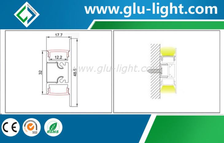 mirror lighting alu led profil light up and down led profile